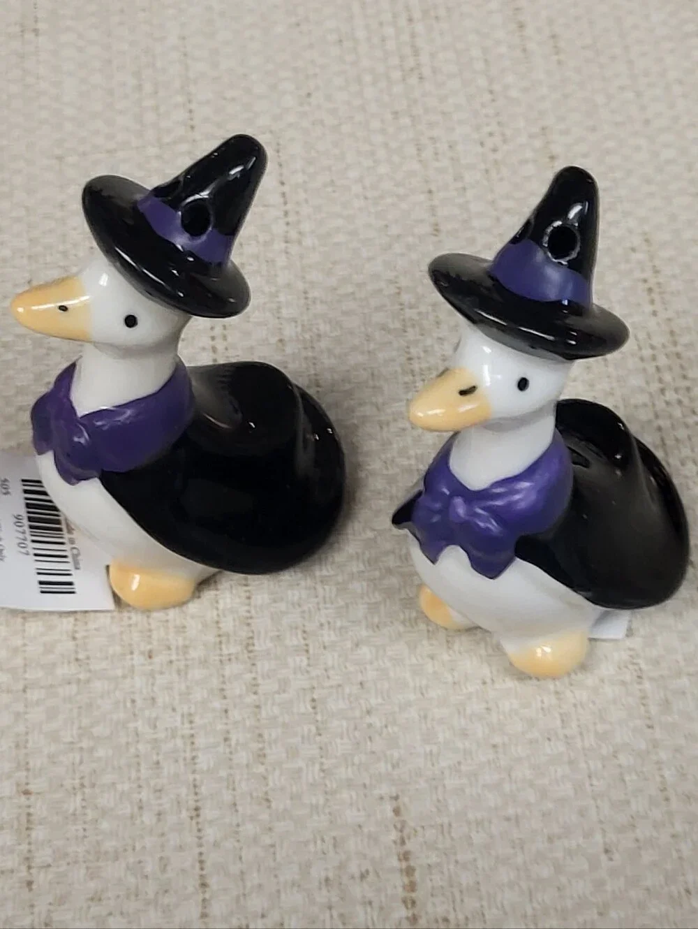 Witch Goose Duck Halloween Purple Black Salt Pepper Shakers New